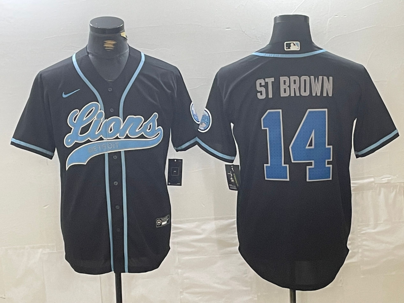 Men's Detroit Lions Amon-Ra St. Brown #14 Black Jersey